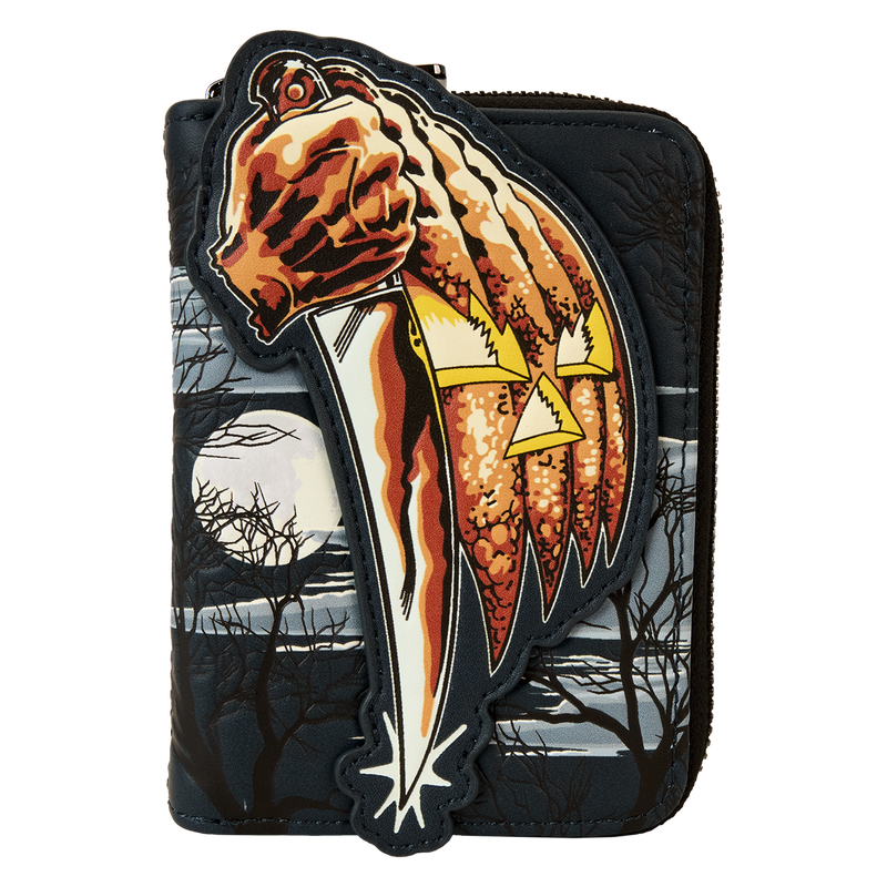 Halloween Michael Myers Jack-O'-Lantern Glow Zip Around Wallet